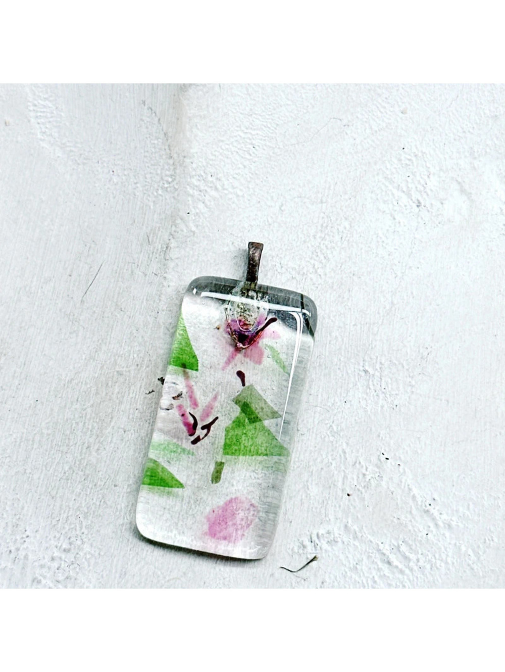 2592mc. Pink Glass Pendant Floral - Picture 3 of 9